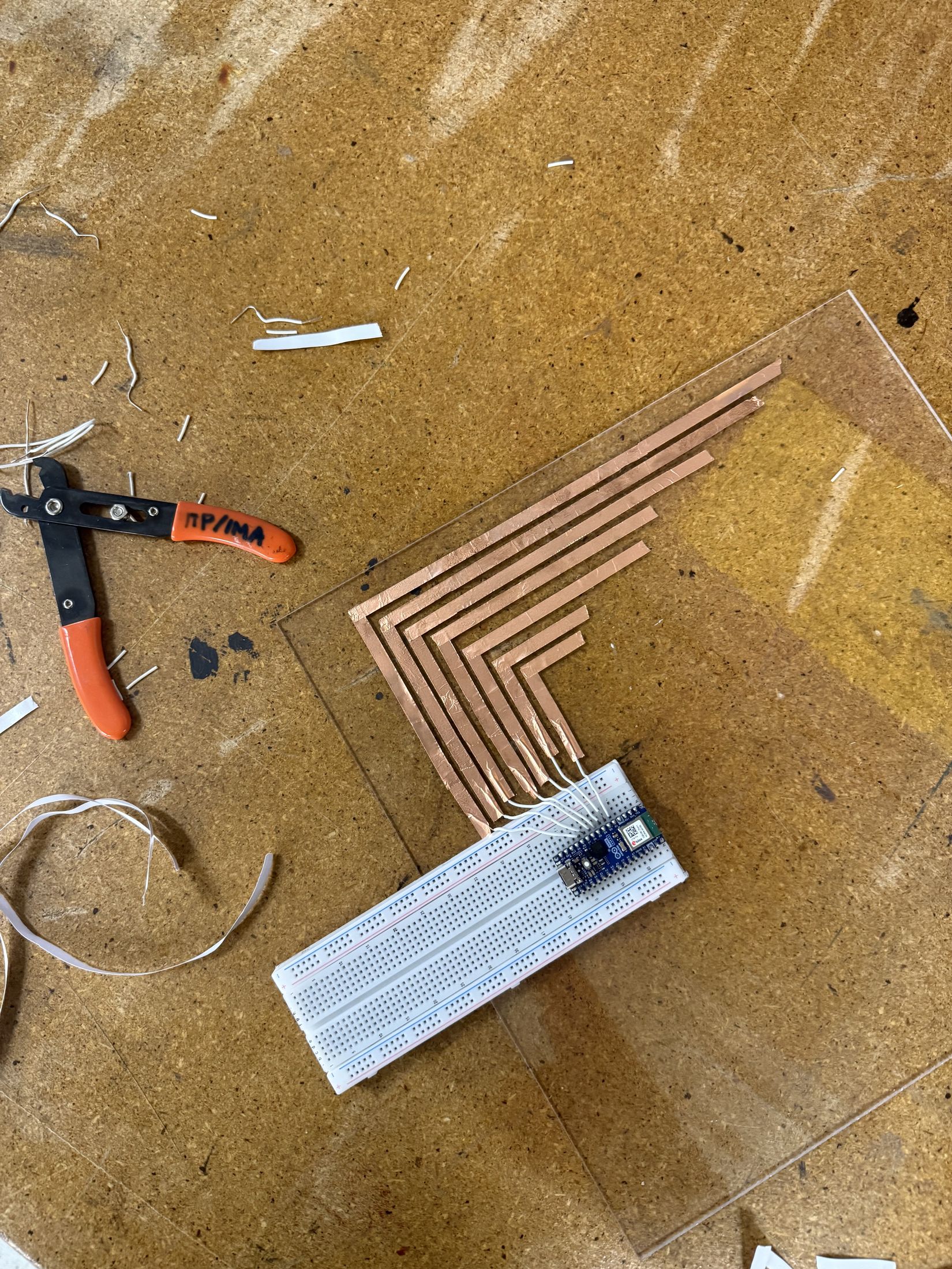Stepped strips before placement on the sheet.