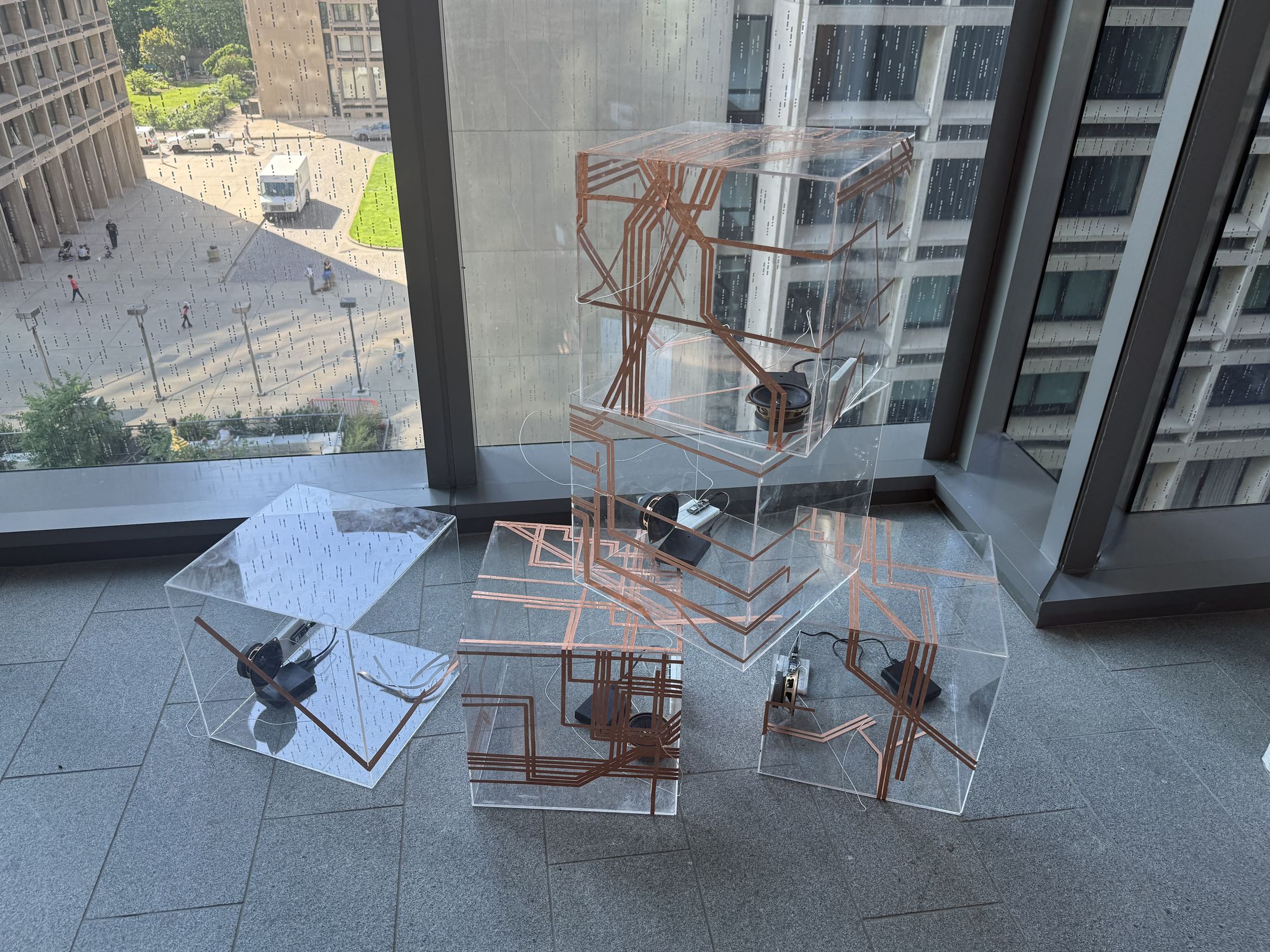 Installation view beside a window.